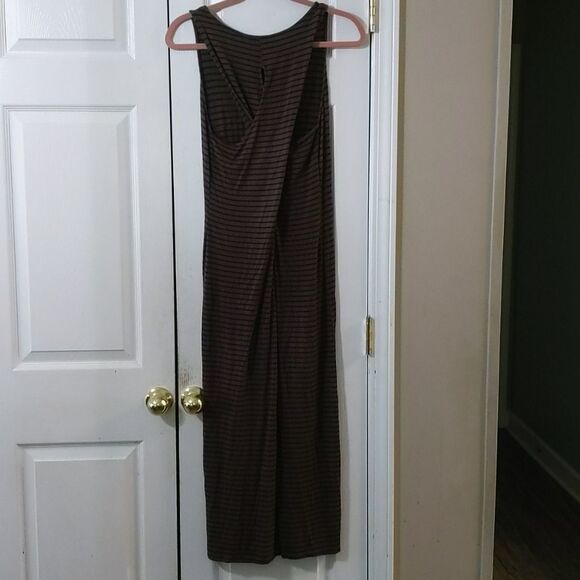 Lucky Brand army green striped maxi dress Sz S - Picture 6 of 6